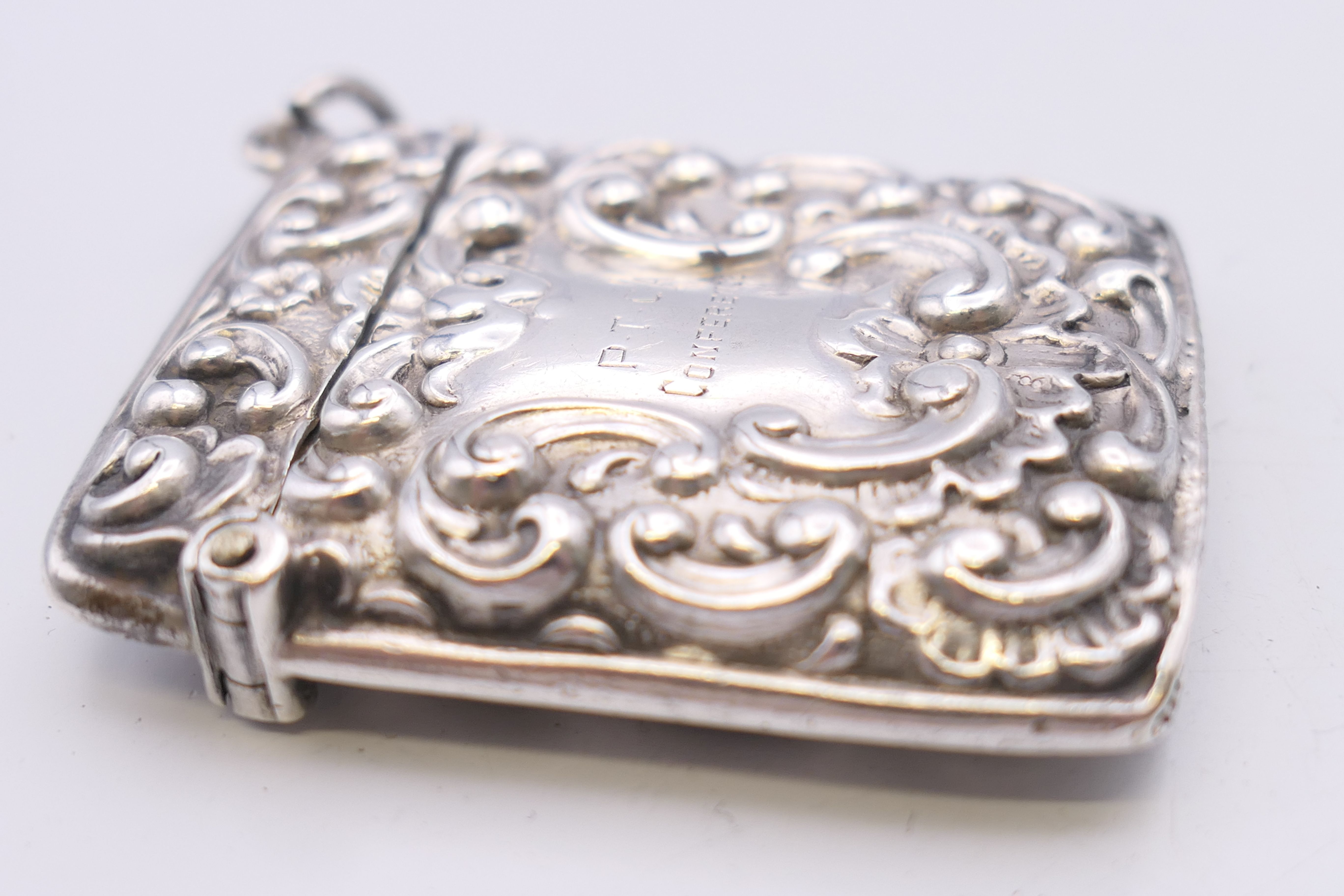 An Edwardian silver vesta case inscribed with 'Southampton 1909 P.T.C. - Image 6 of 7