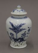 A small 19th century Chinese blue and white porcelain vase. 10.5 cm high.