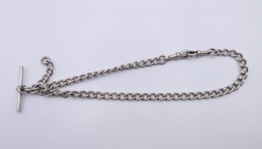 A silver watch chain. 40 cm long. 38.4 grammes.