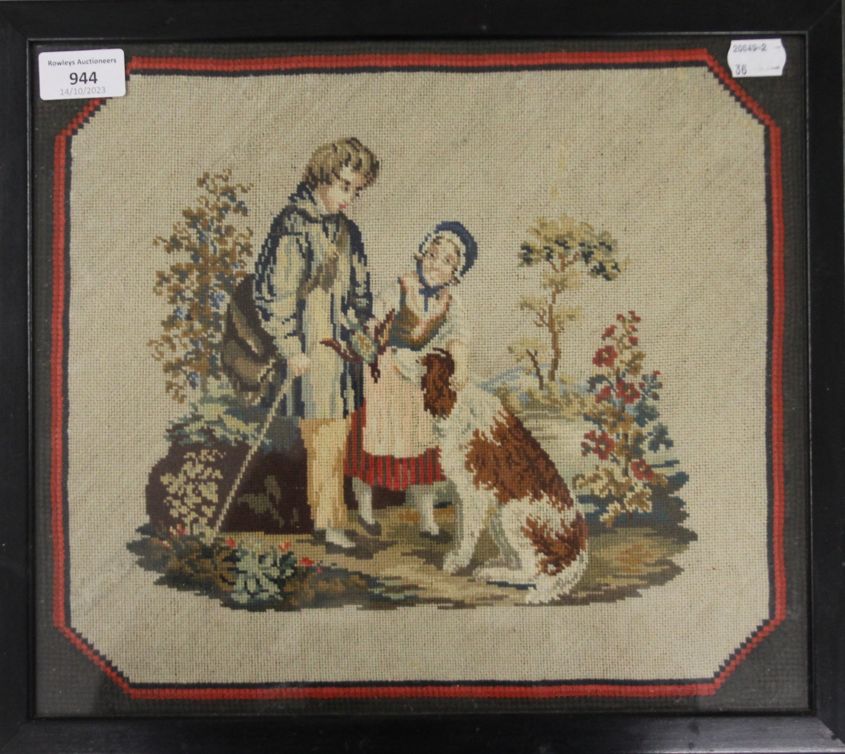A Victorian needlework and two Victorian samplers, each framed and glazed. - Image 2 of 4