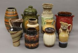 A collection of West German ceramics.