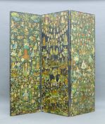 A Victorian decoupage screen. 164.5 cm high.