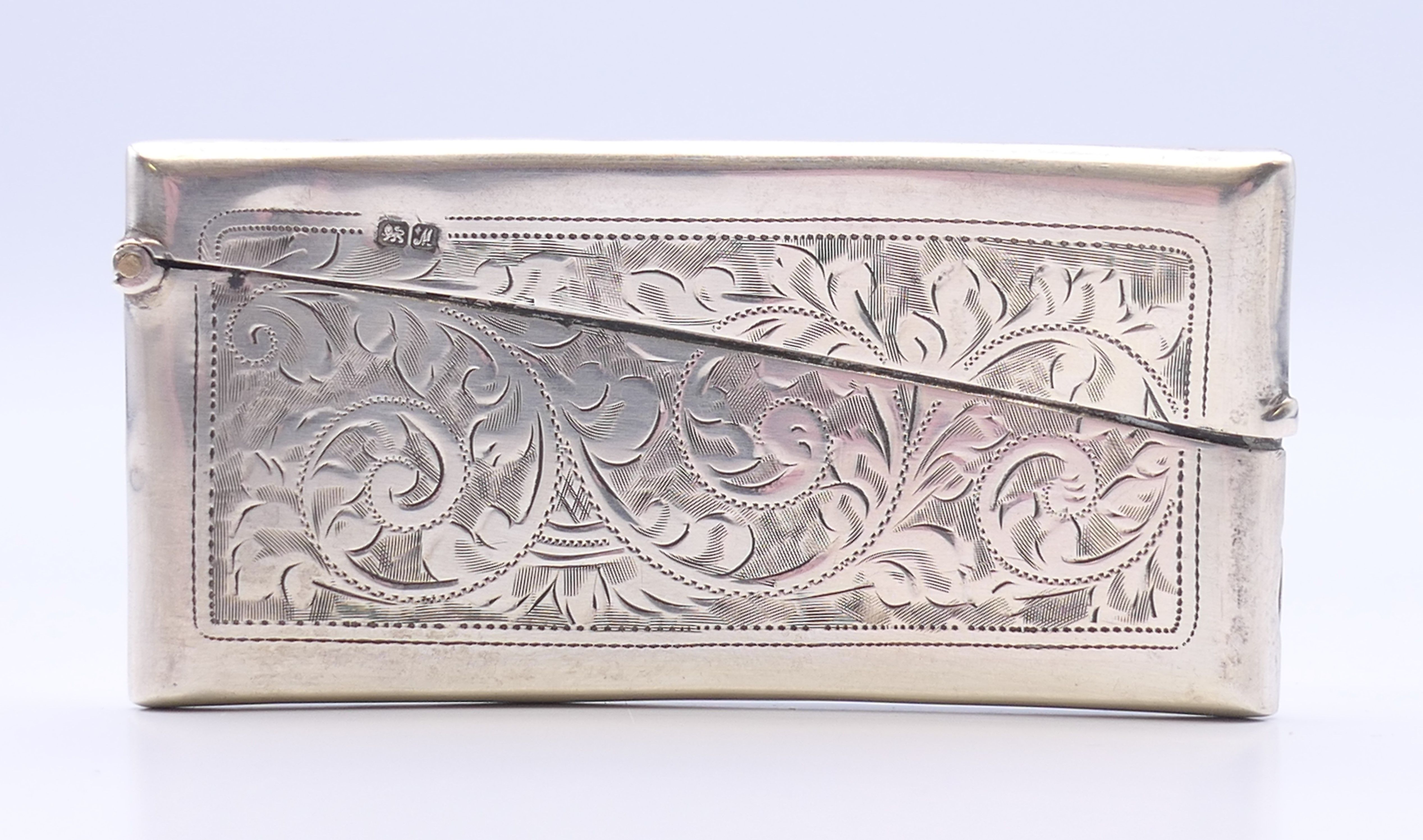 A silver visiting card case, hallmarked Chester 1912. 8 cm long. - Image 3 of 6