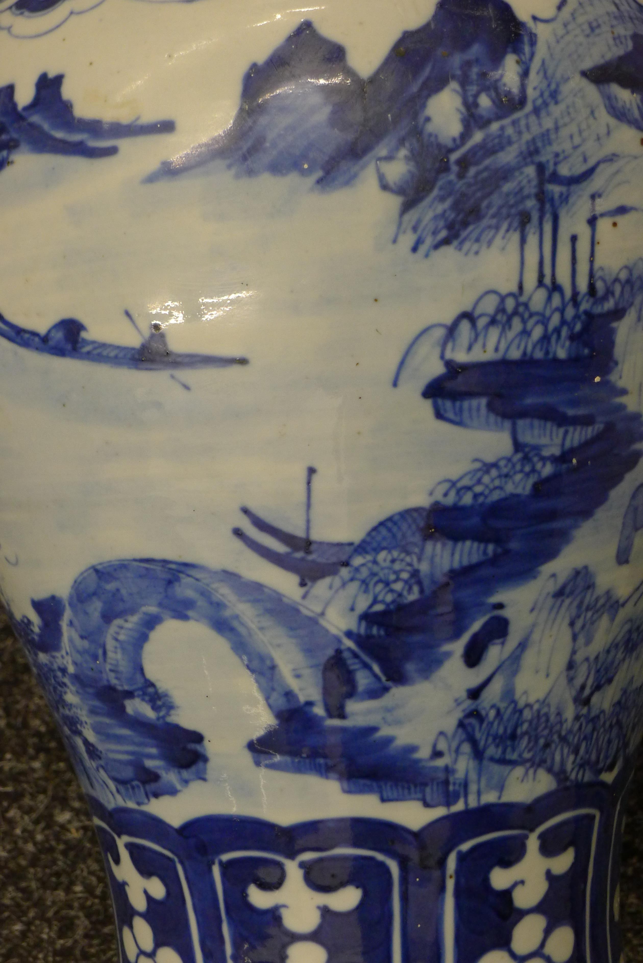 A 19th century Chinese blue and white vase. 41 cm high. - Image 10 of 12