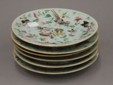 Six 19th century Canton plates. 19 cm diameter.