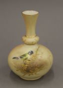 A Royal Worcester blush ivory vase, No 799, unsigned. 11.5 cm high.