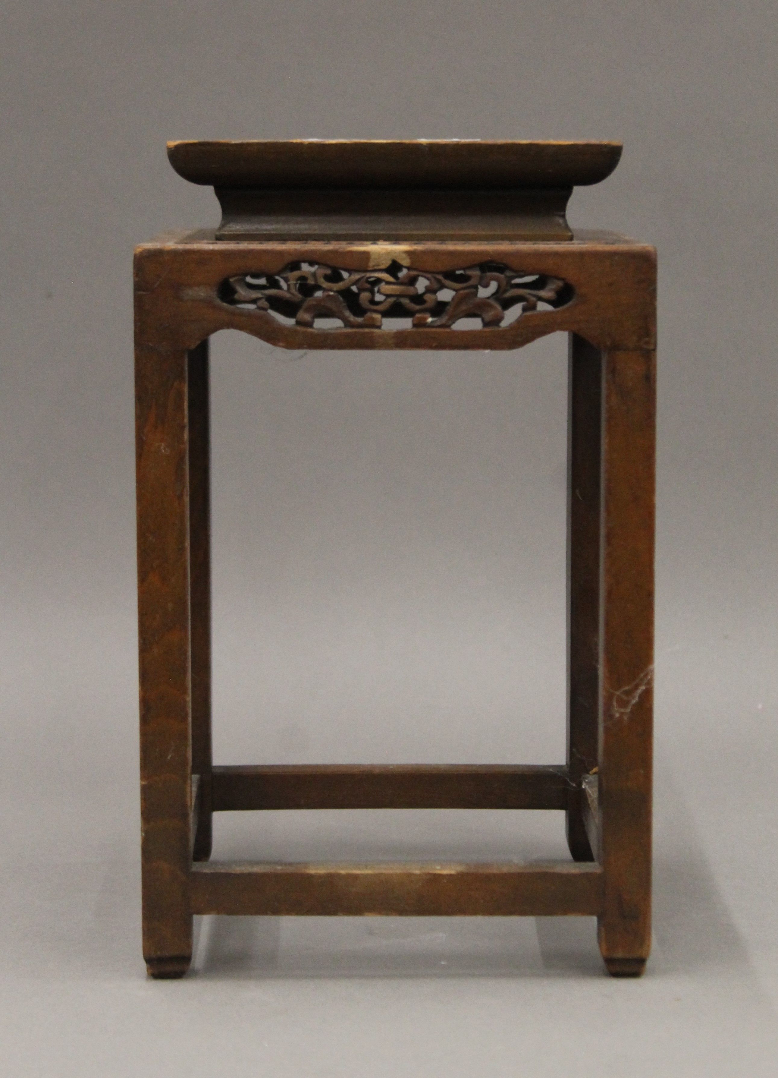 A Chinese carved wooden stand. 24 cm high. - Image 2 of 5