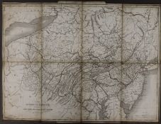 A folding map of The United States Canals and Railways New York, Pennsylvania, New Jersey.