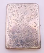 A Victorian silver card case with leaf trace pattern, Birmingham 1848. 7.5 cm wide x 10 cm high.