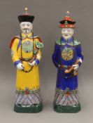 Two Chinese porcelain figures of dignities. The largest 55 cm high.