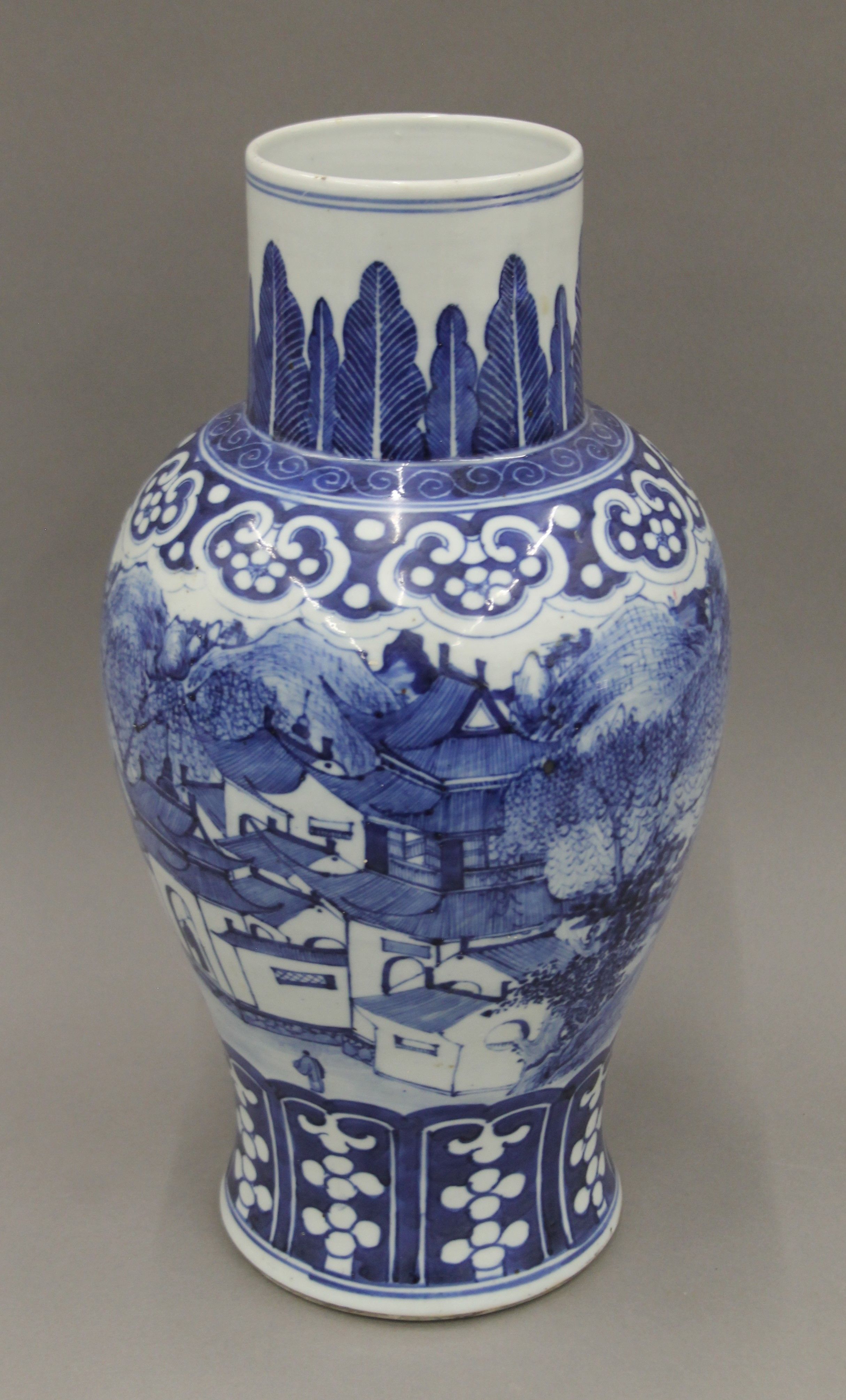 A 19th century Chinese blue and white vase. 41 cm high.