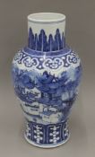 A 19th century Chinese blue and white vase. 41 cm high.