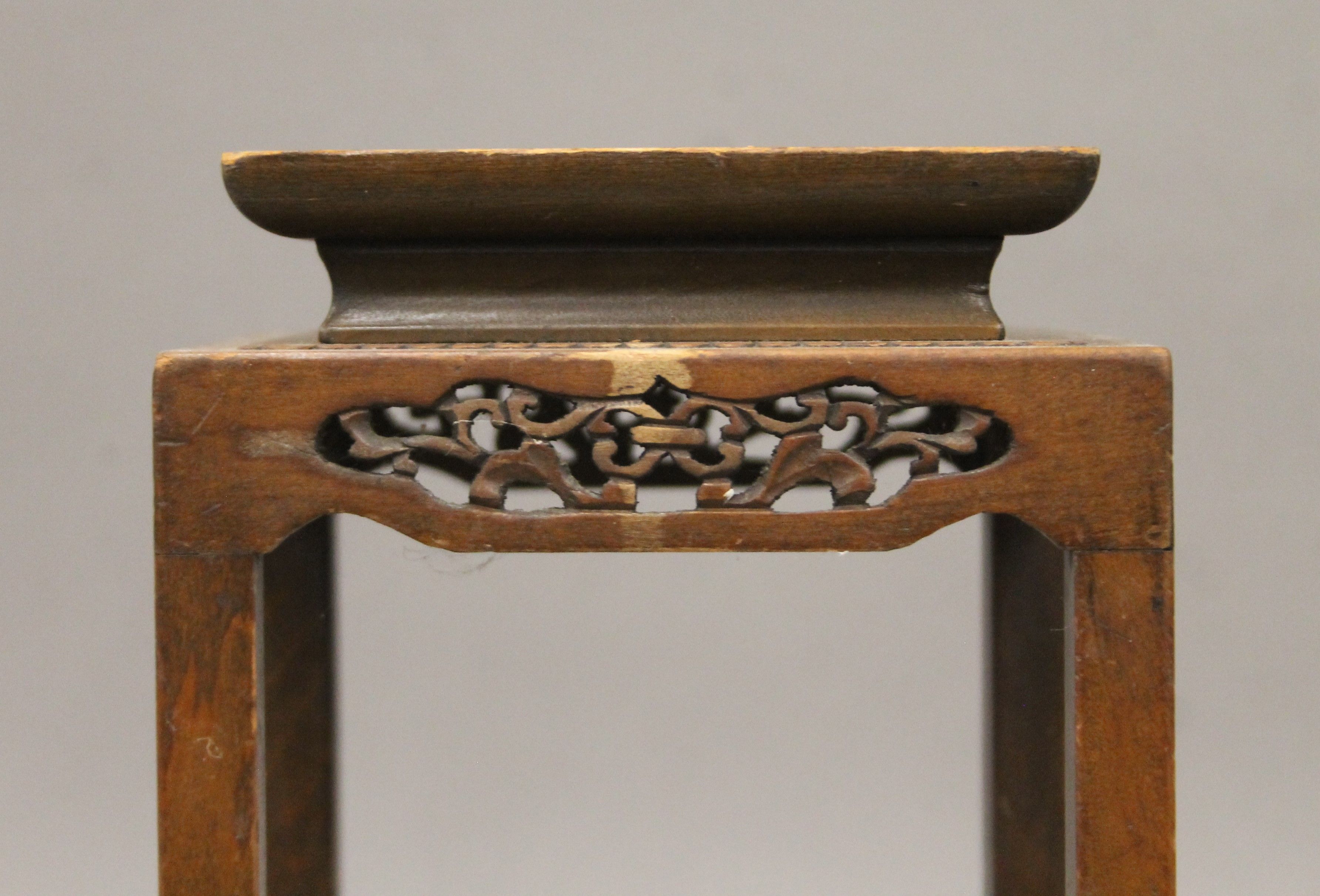 A Chinese carved wooden stand. 24 cm high. - Image 3 of 5