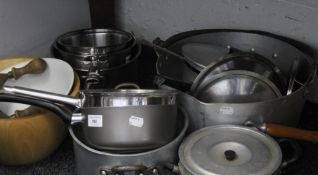 A quantity of kitchenalia, including Aga pans.