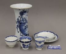 An 18th/19th century Delft vase and a quantity of English porcelain. The former 22.5 cm high.