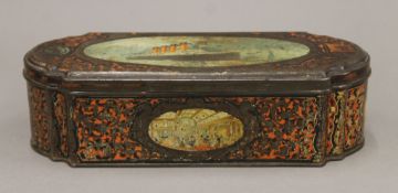 A Huntley and Palmers Lusitania tin. 24.5 cm long.