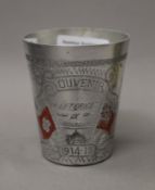 A 1914-17 souvenir to interned in Switzerland beaker. 8 cm high.