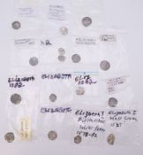 A quantity of Elizabeth I coins.