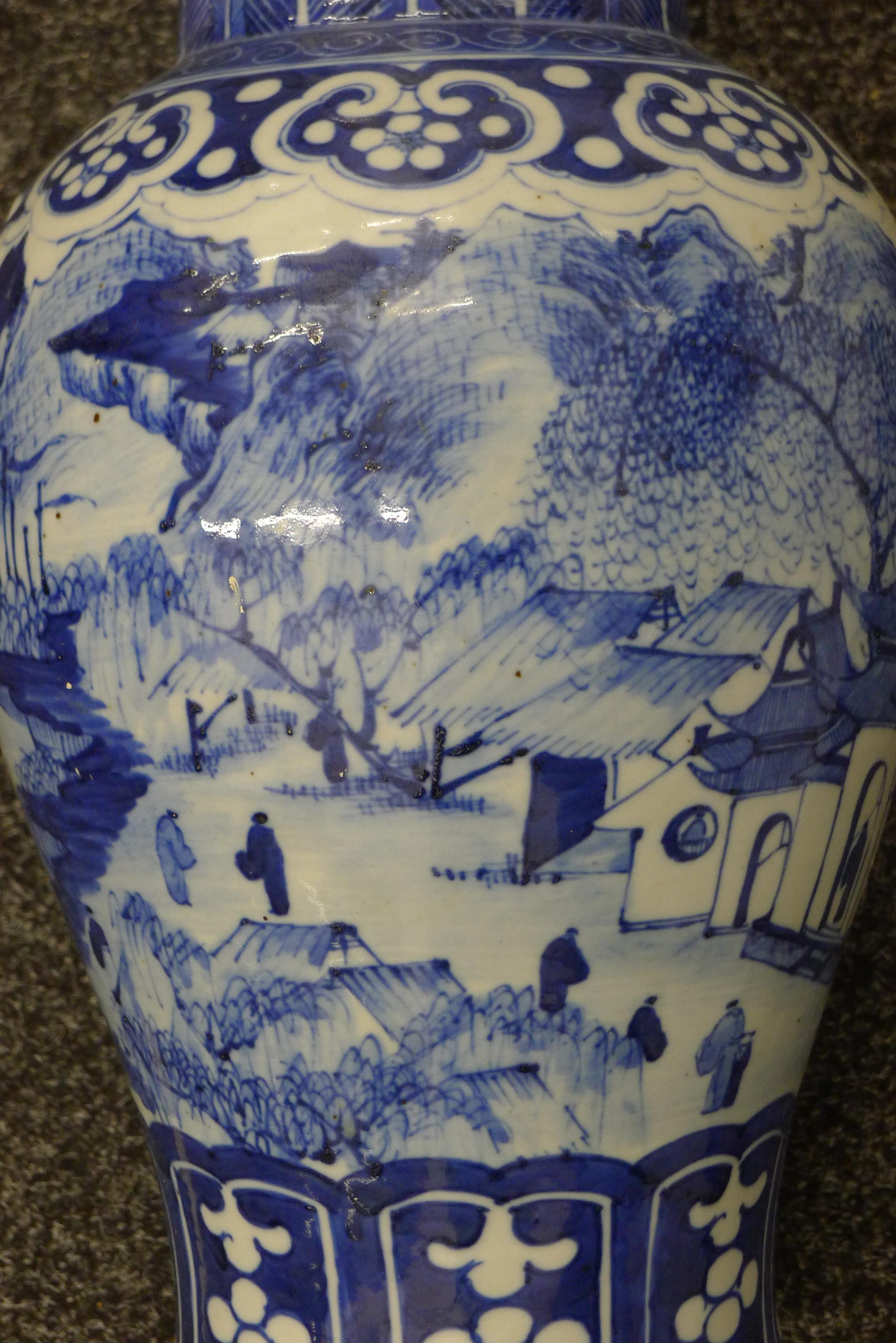A 19th century Chinese blue and white vase. 41 cm high. - Image 11 of 12
