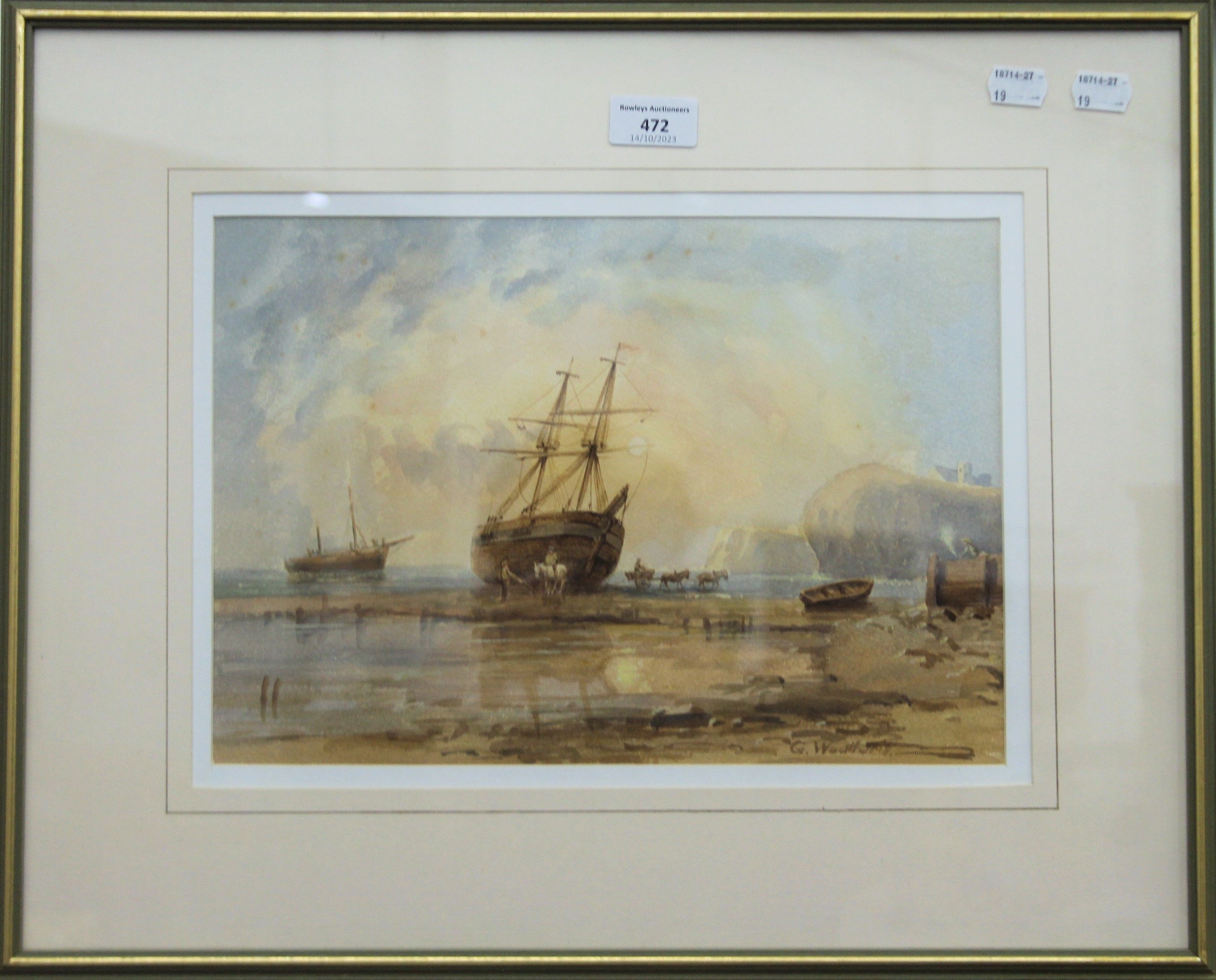 G WEATHERILL, Boats at Whitby, watercolour, signed, framed and glazed. 34 x 24 cm. - Image 2 of 3