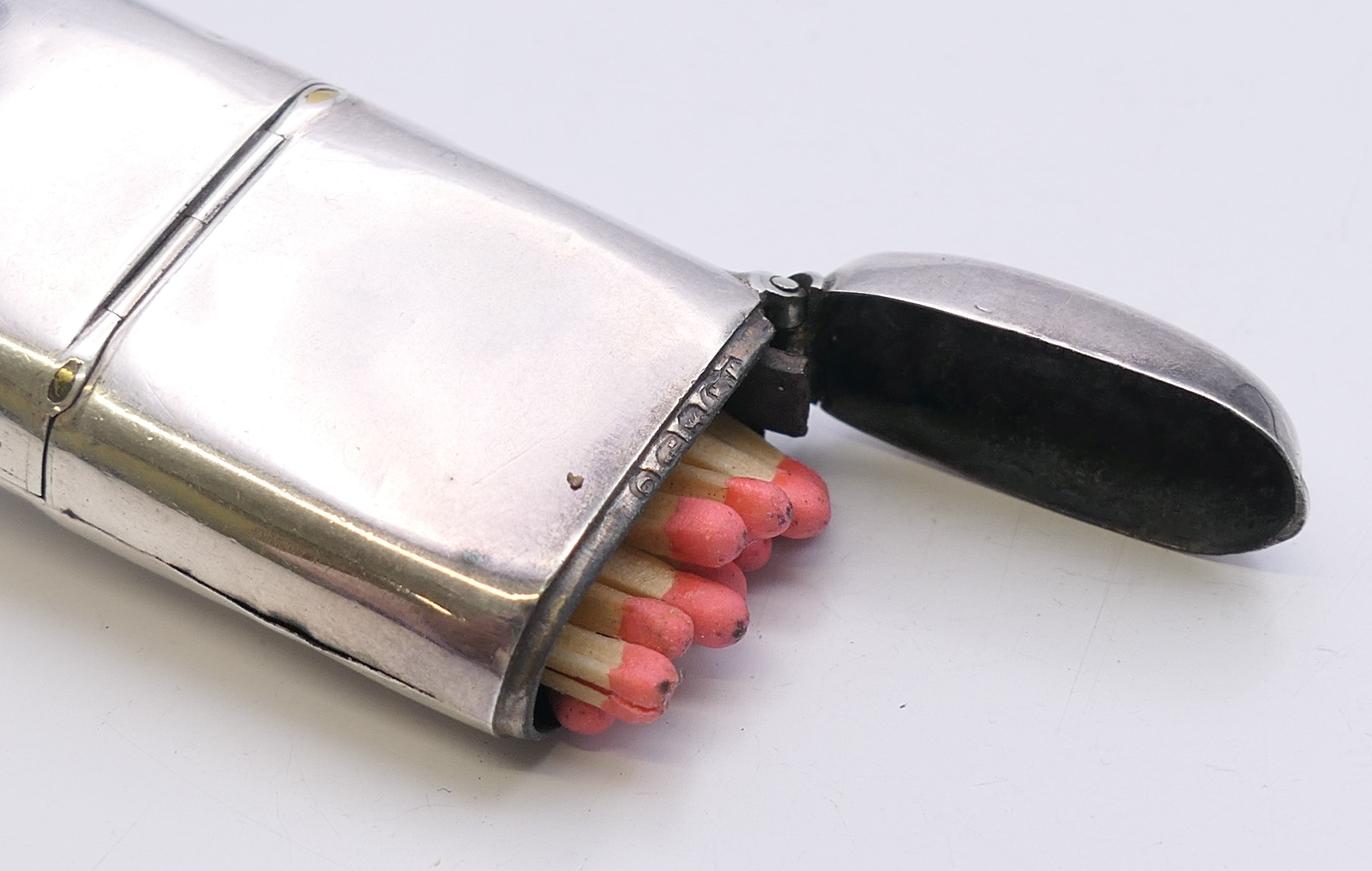 A Victorian silver vesta/single sovereign case, inscribed T H SILK, Chester 1890. 6.5 cm wide. 32. - Image 8 of 10