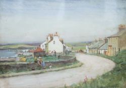 PATRICK DOWNIE RSW (1854-1945) Scottish, Scottish Village Scene, watercolour, signed,