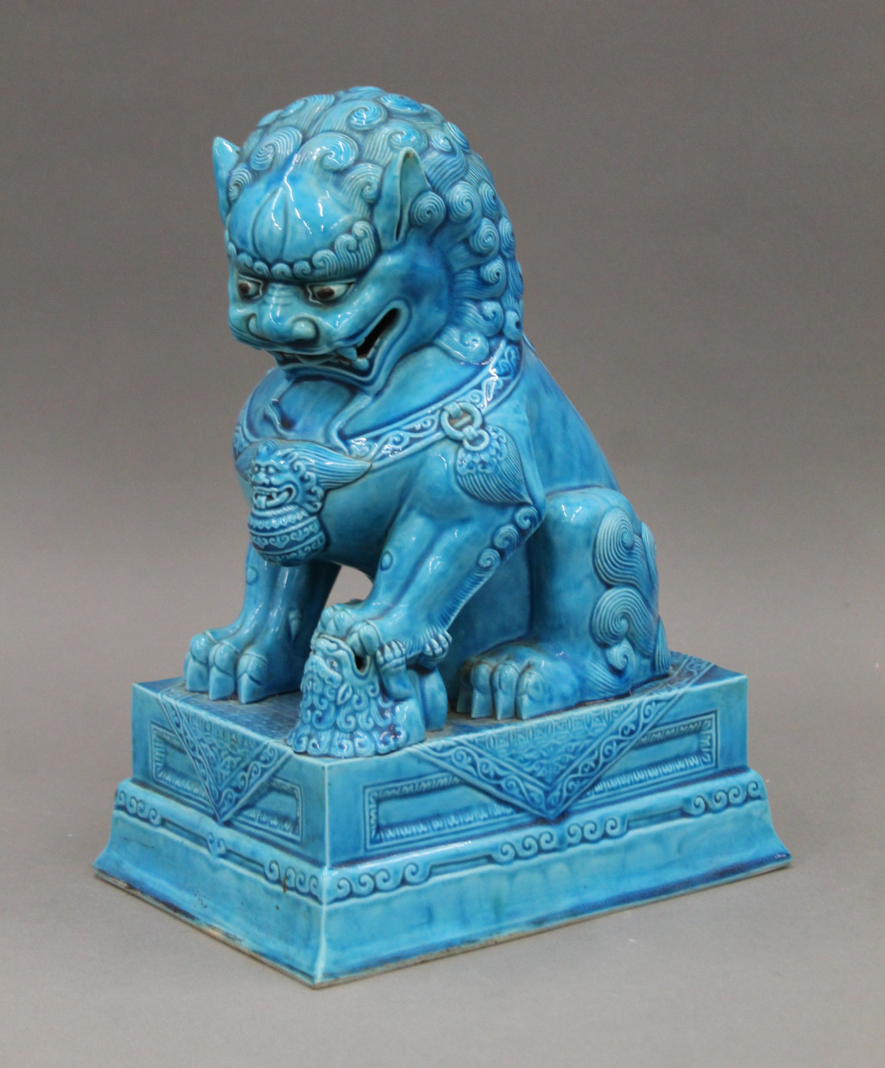 A Chinese turquoise ground porcelain dog-of-fo. 30 cm high. - Image 2 of 8