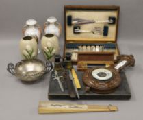 A quantity of miscellaneous items, including a barometer, binoculars, etc.