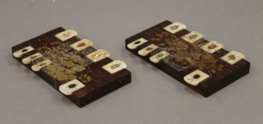 A pair of 19th century Shibayama whist markers. Each 9 cm long.