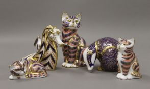 Five Crown Derby animal form paperweights. The largest 12.5 cm high.