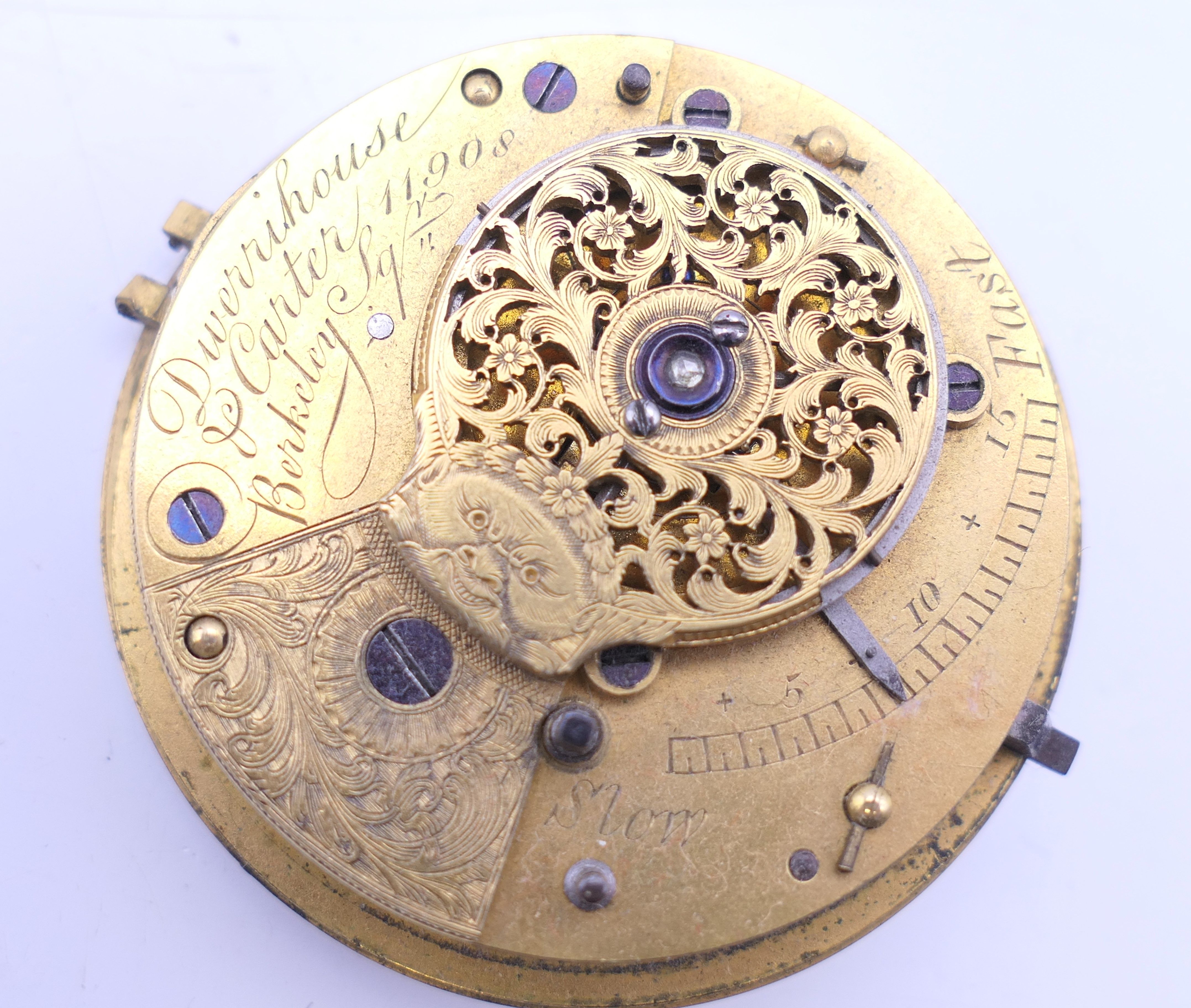 A small box of assorted pocket watch movements and faces. - Image 6 of 14