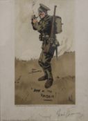 World War One, "ARF A MO KAISER", Bert Thomas, signed print, framed and glazed. 22.5 x 30.5 cm.