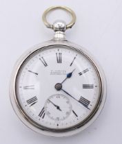 An H Samuel silver pair cased pocket watch, hallmarked for Chester 1887, serial number 67779.