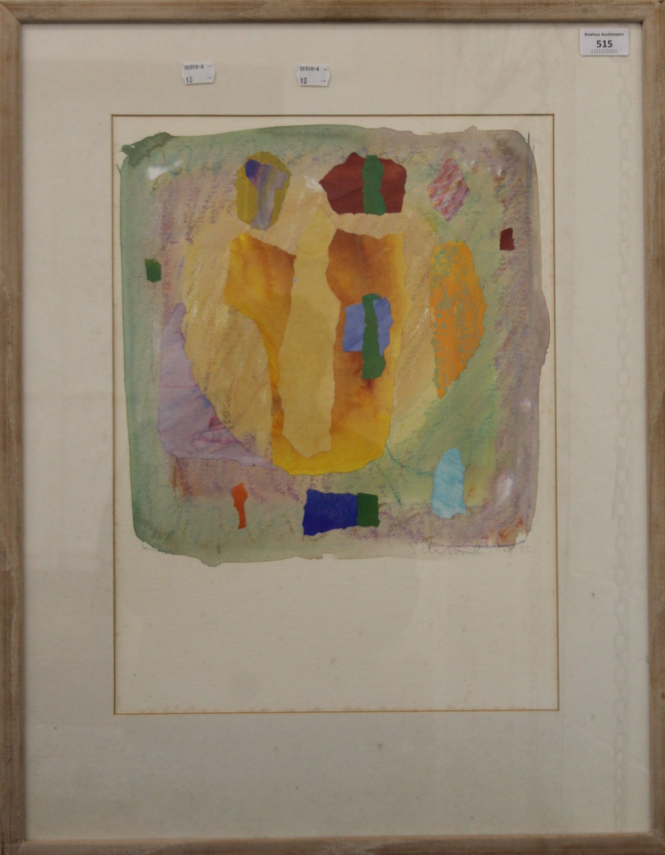 Three Kings, watercolour and collage, indistinctly signed Peter Curwell? and dated Dec 92, - Image 2 of 3