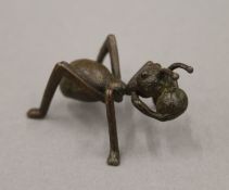 A bronze model of an ant. 5 cm long.