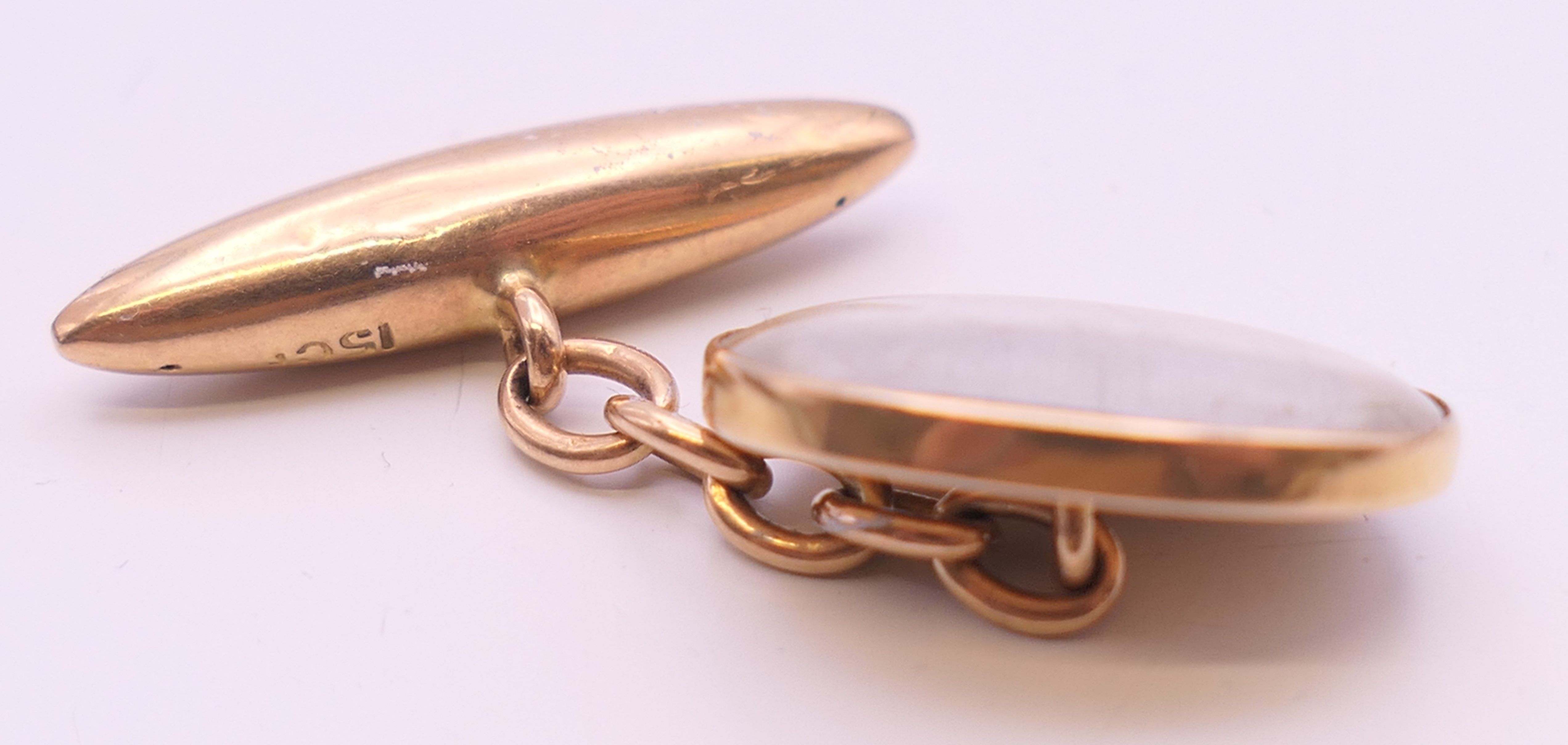 A pair of Victorian 15 ct gold cufflinks set with miniature portraits of children. - Image 4 of 7