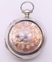 A silver pair cased pocket watch by Wm Barretts of Exeter, hallmarked for London 1783,