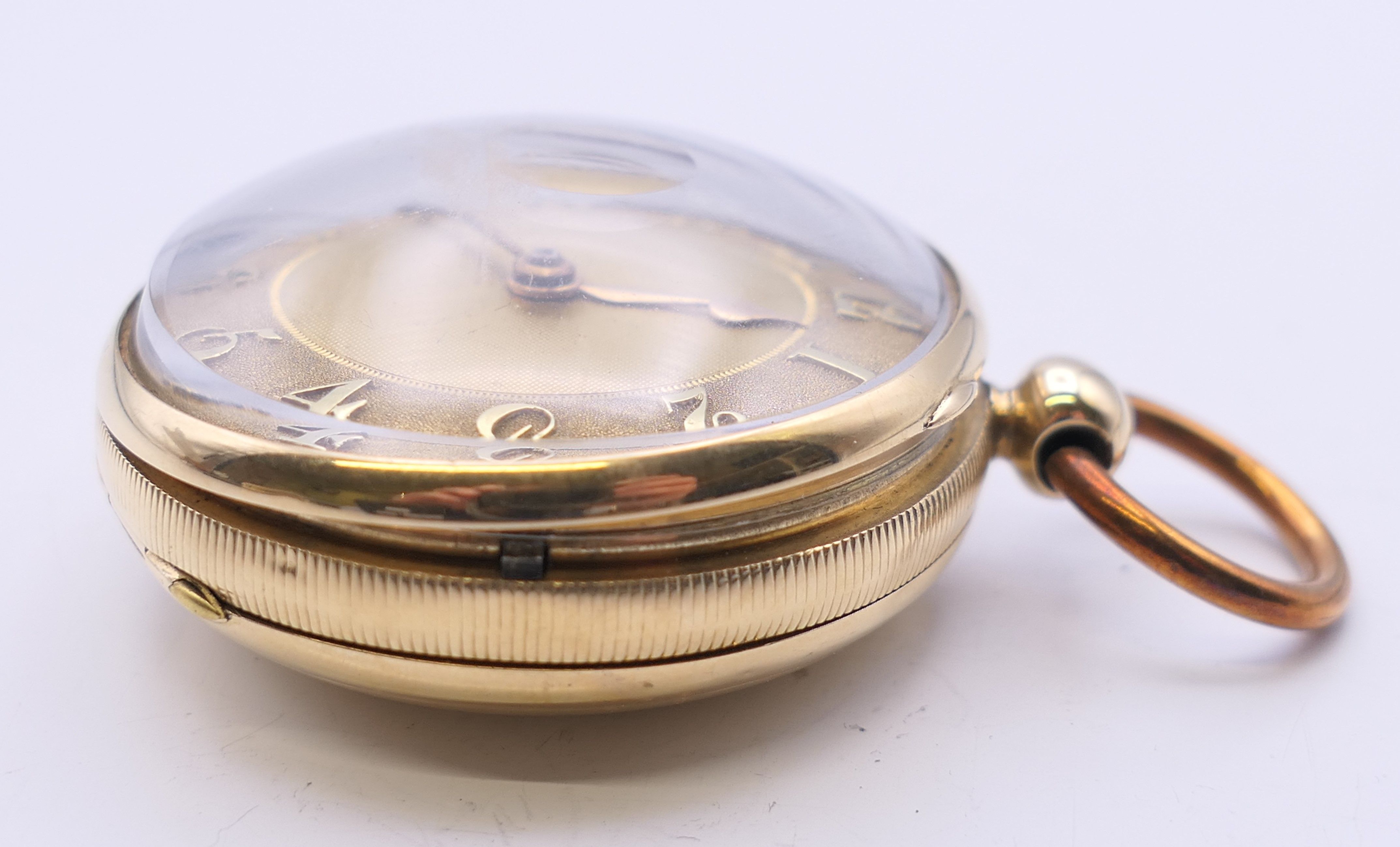 A Barwise 18 ct gold pocket watch, hallmarked for 1821. 4 cm diameter. 96.6 grammes total weight. - Image 3 of 11