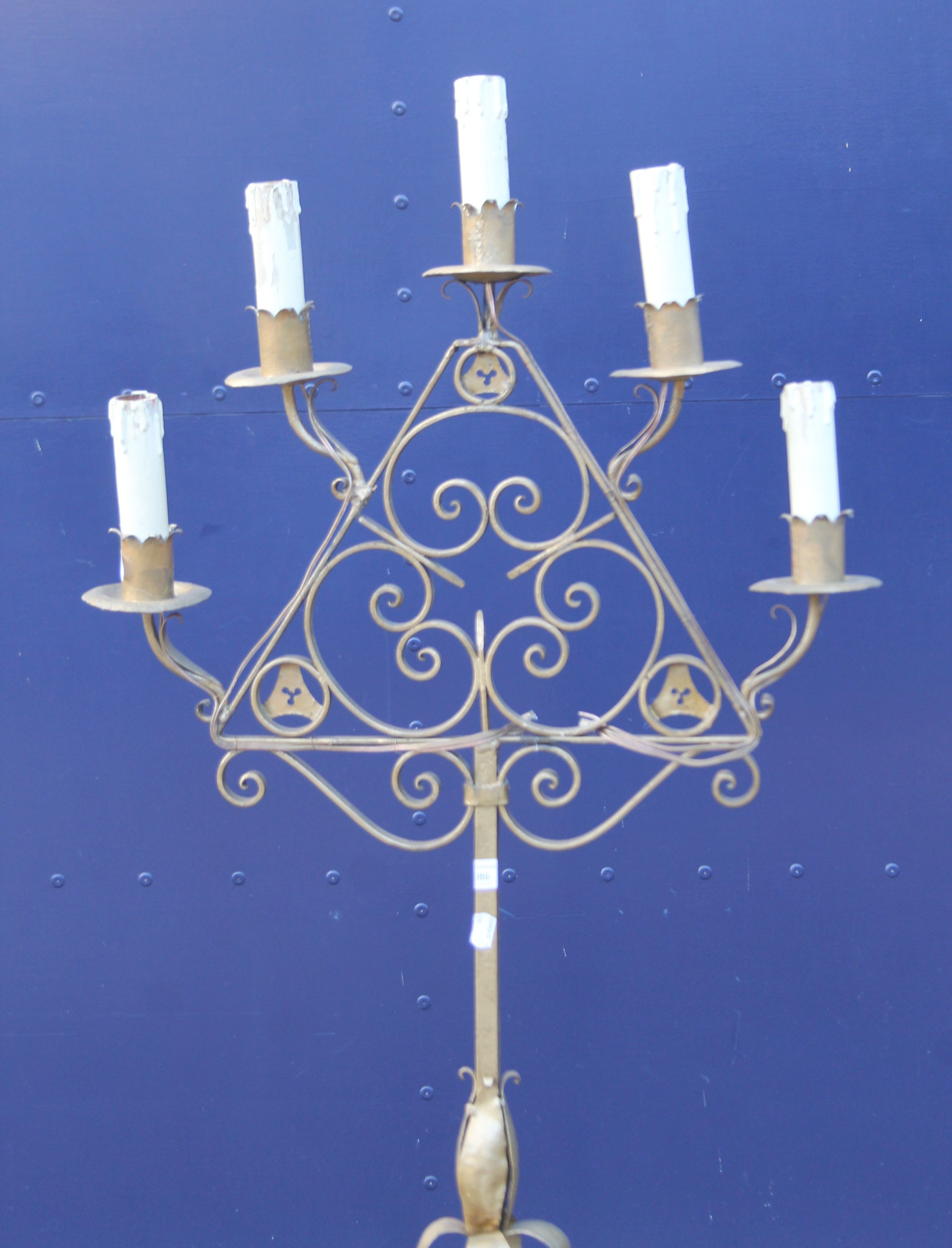 A wrought iron candelabra. 162 cm high. - Image 2 of 4