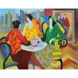 ITZCHAK TARKAY (1935-2012) Israeli, Ladies at Tea, limited edition print, signed, numbered 76/450,