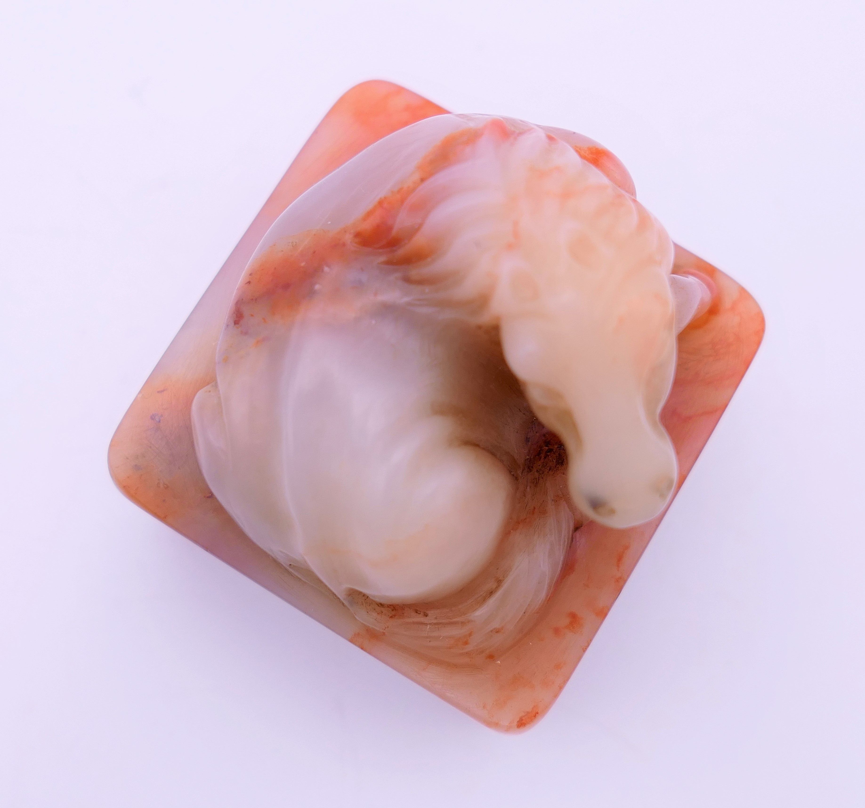 A Chinese carved jade artist seal Wei Zhong Lin (horse seal) boxed. 4 cm high. - Image 8 of 9