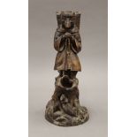 A Blackforest carved wooden model of a fox dressed as a monk. 26.5 cm high.