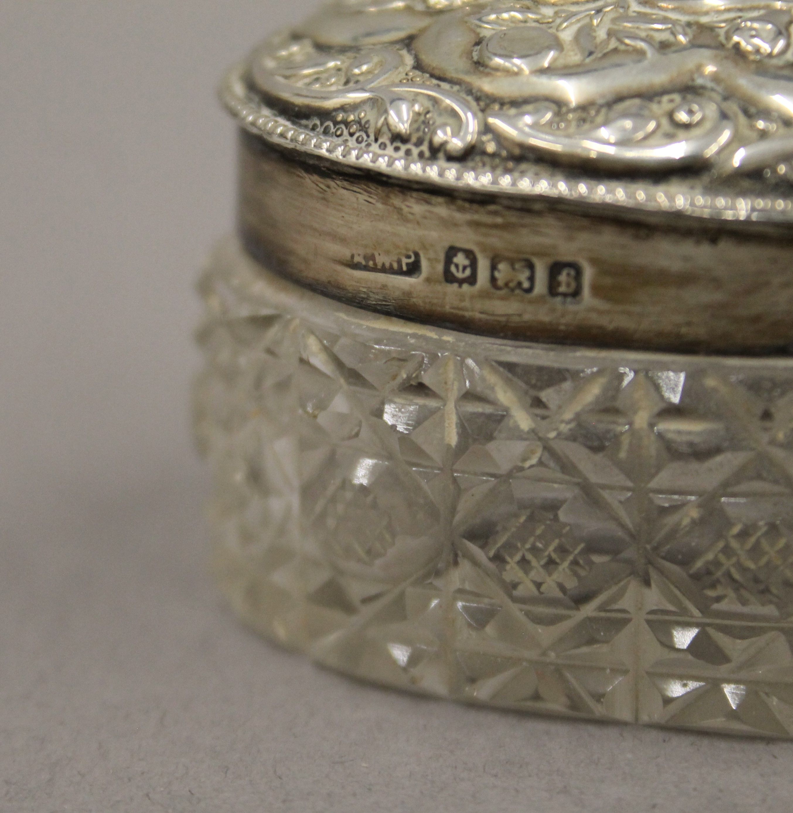 Five silver topped dressing table jars. The largest 9 cm long. - Image 10 of 19