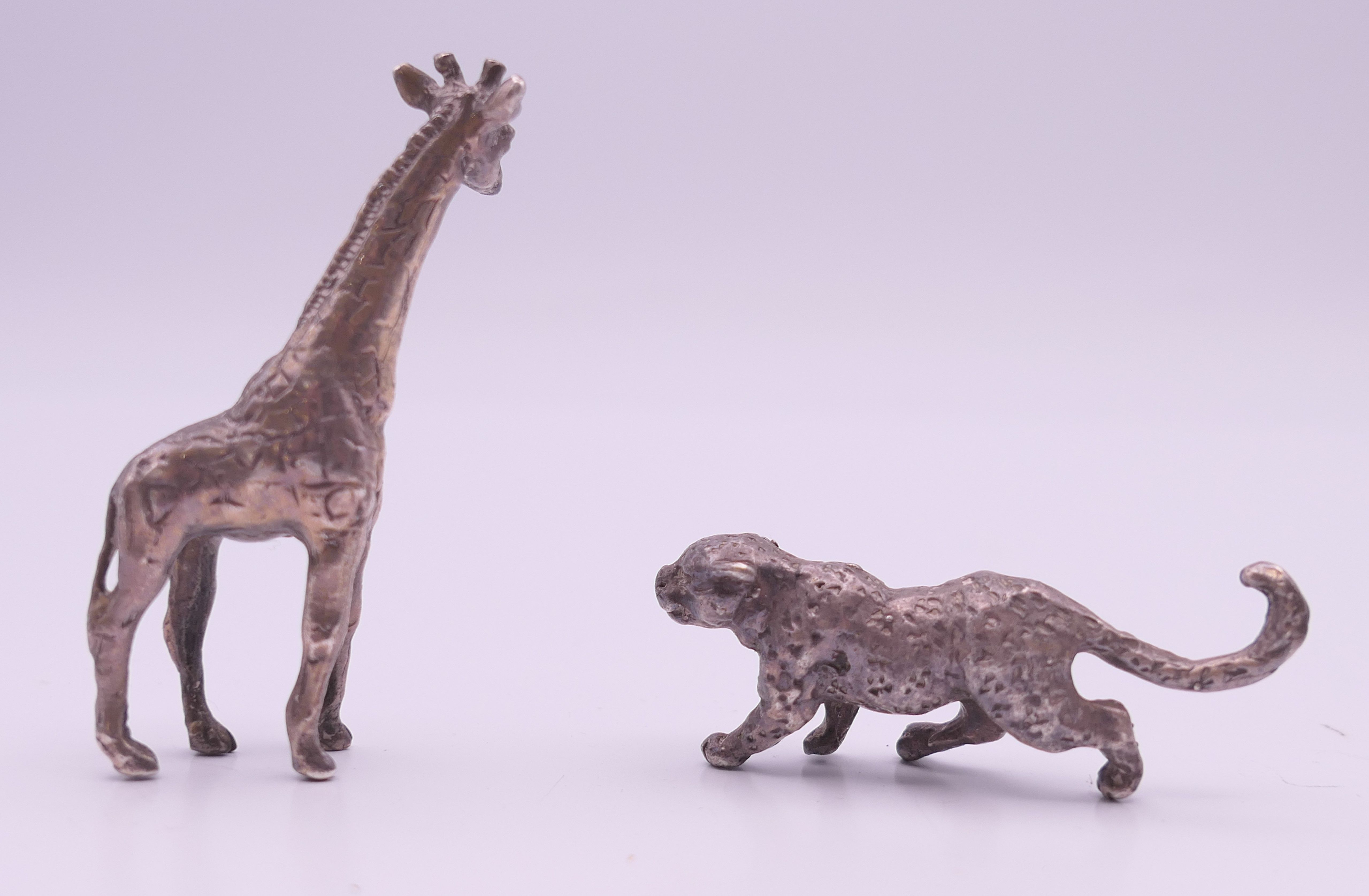 Five Patrick Mavros small silver model animals, three mounted on wooden plinth bases. The largest 8. - Image 13 of 15