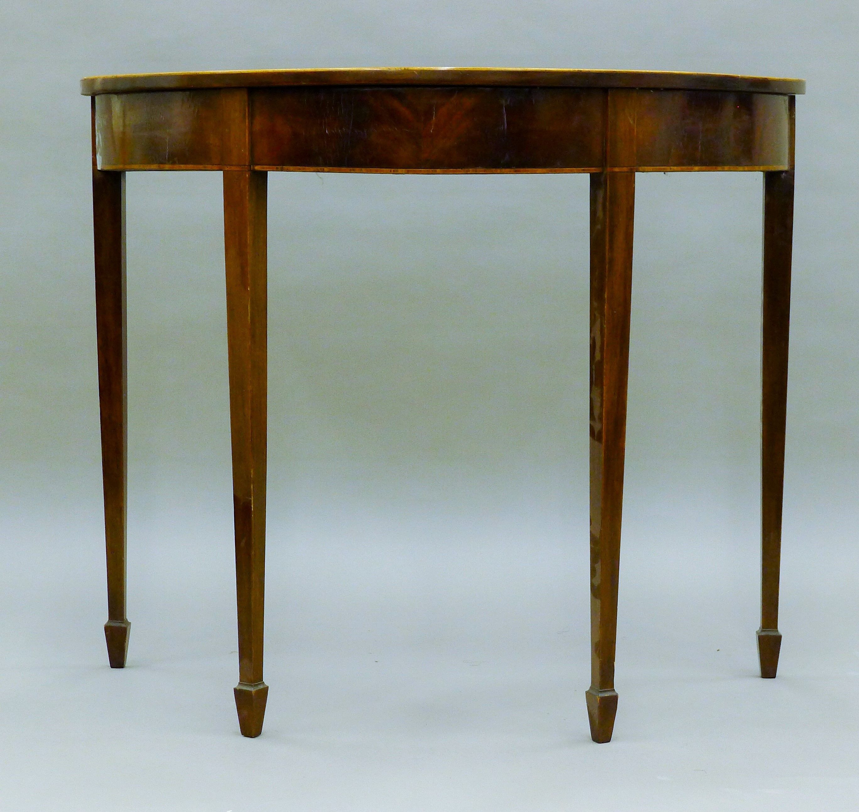 A 19th century mahogany demi lune side table. 91.5 cm wide. - Image 2 of 4