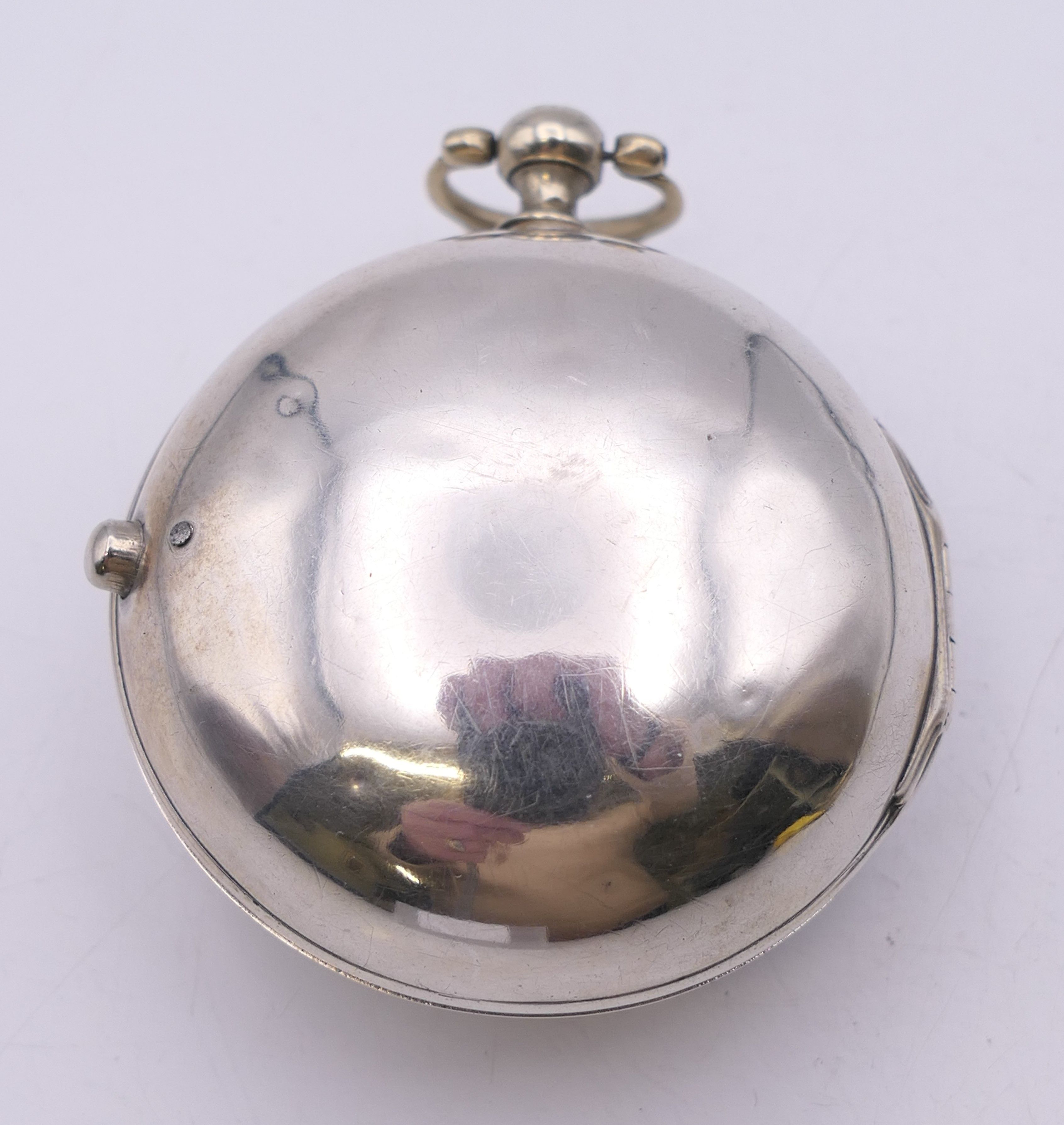 A silver pair cased pocket watch, movement marked Saml. Lingwood, Halesworth. 5.5 cm diameter. - Image 2 of 12