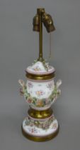 A 19th century Continental porcelain vase fitted as a lamp. 52 cm high.