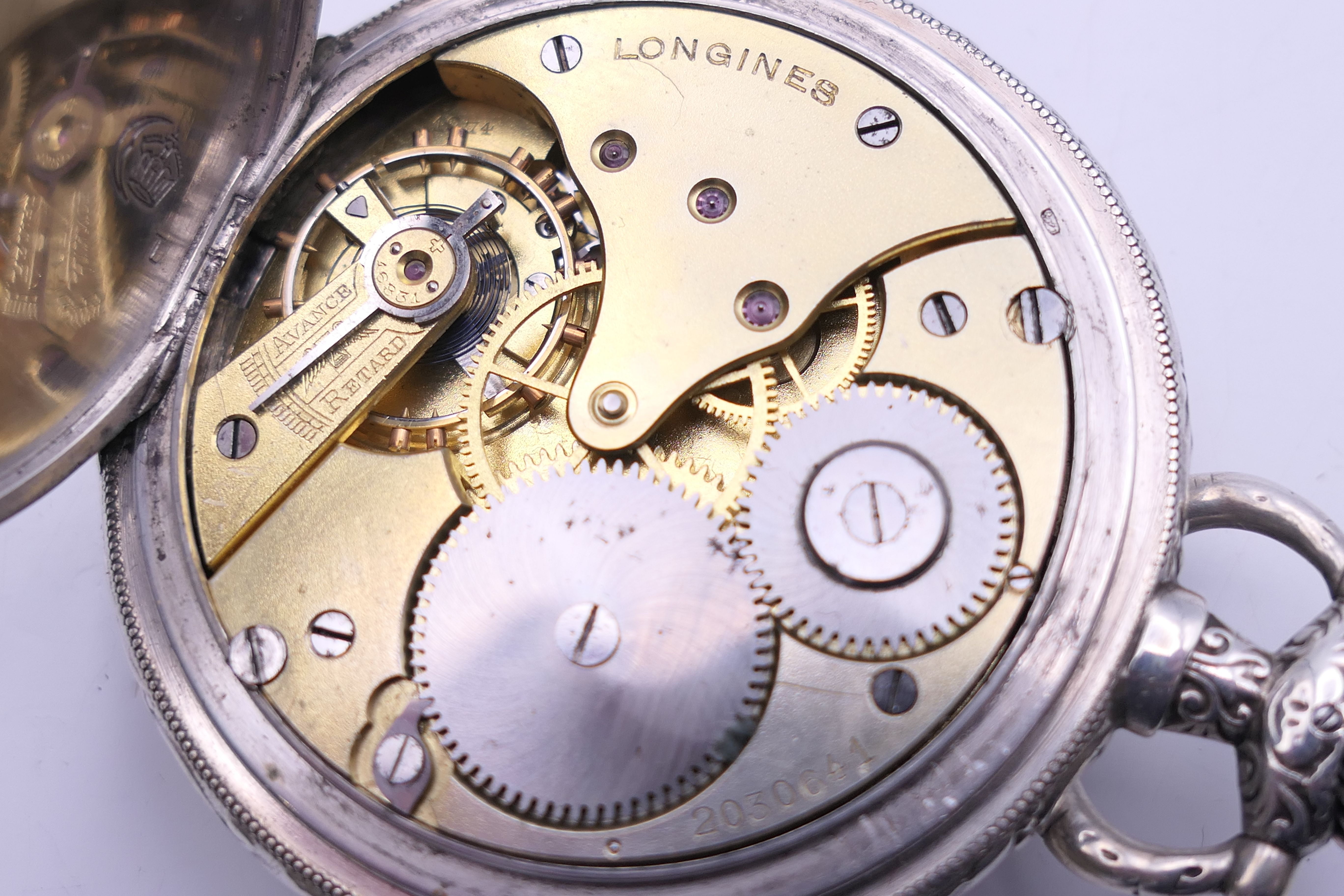 A Swiss Longines Grand Prix Paris 1900 800 silver full hunter pocket watch, serial number 2030641. - Image 9 of 9