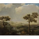 18TH CENTURY SCHOOL, Rural Scene, oil on canvas, framed. 29.5 x 24.5 cm.