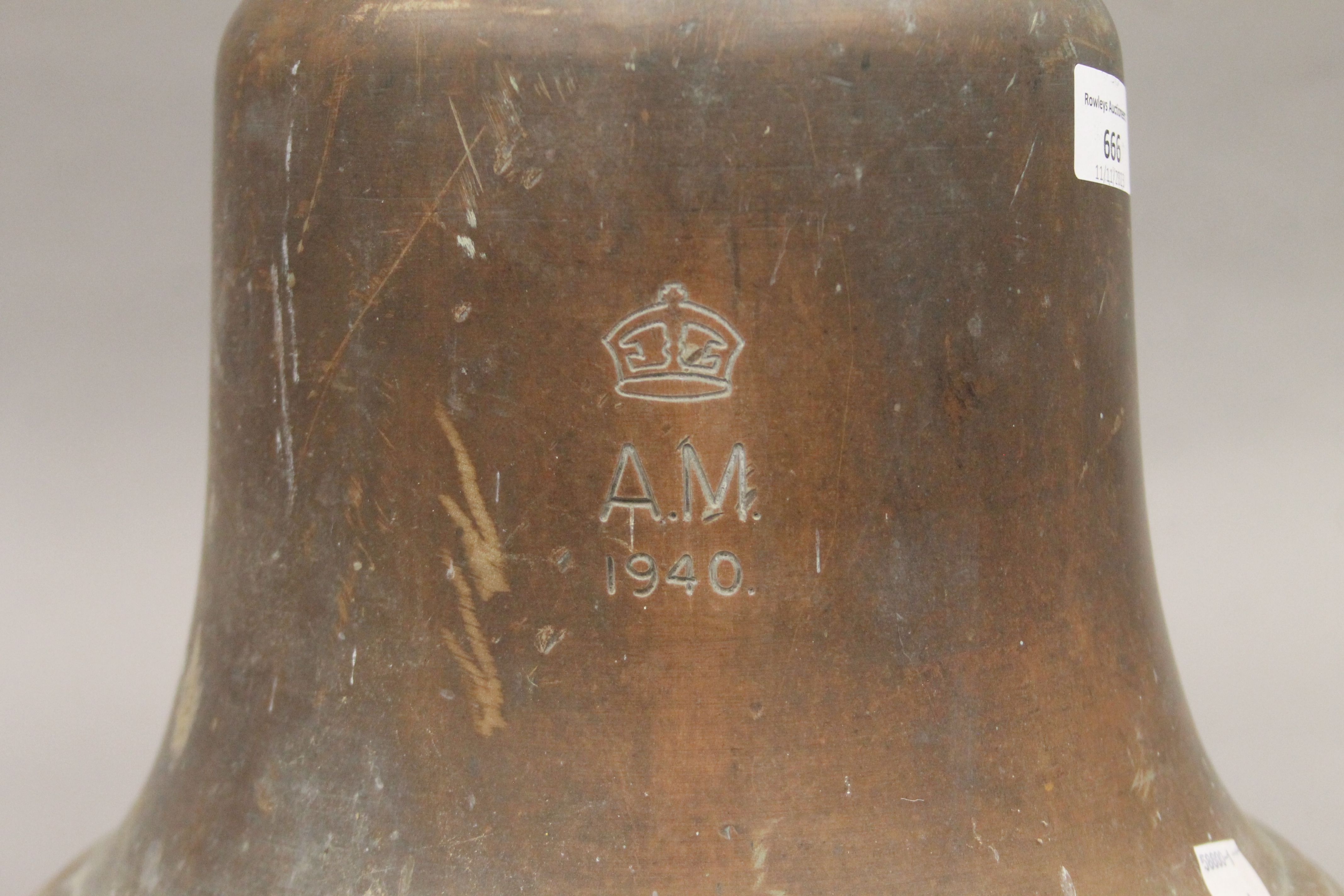 An RAF scramble bell, stamped A.M 1940. 30 cm high. - Image 3 of 11